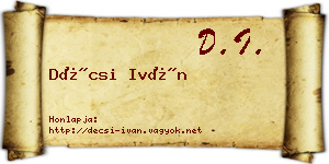 Décsi Iván névjegykártya