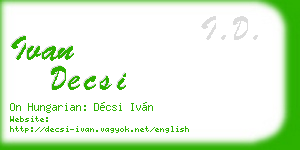 ivan decsi business card
